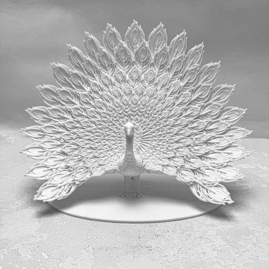 Elegante Pfau-Statue – Weiß oder Gold (Weiß)